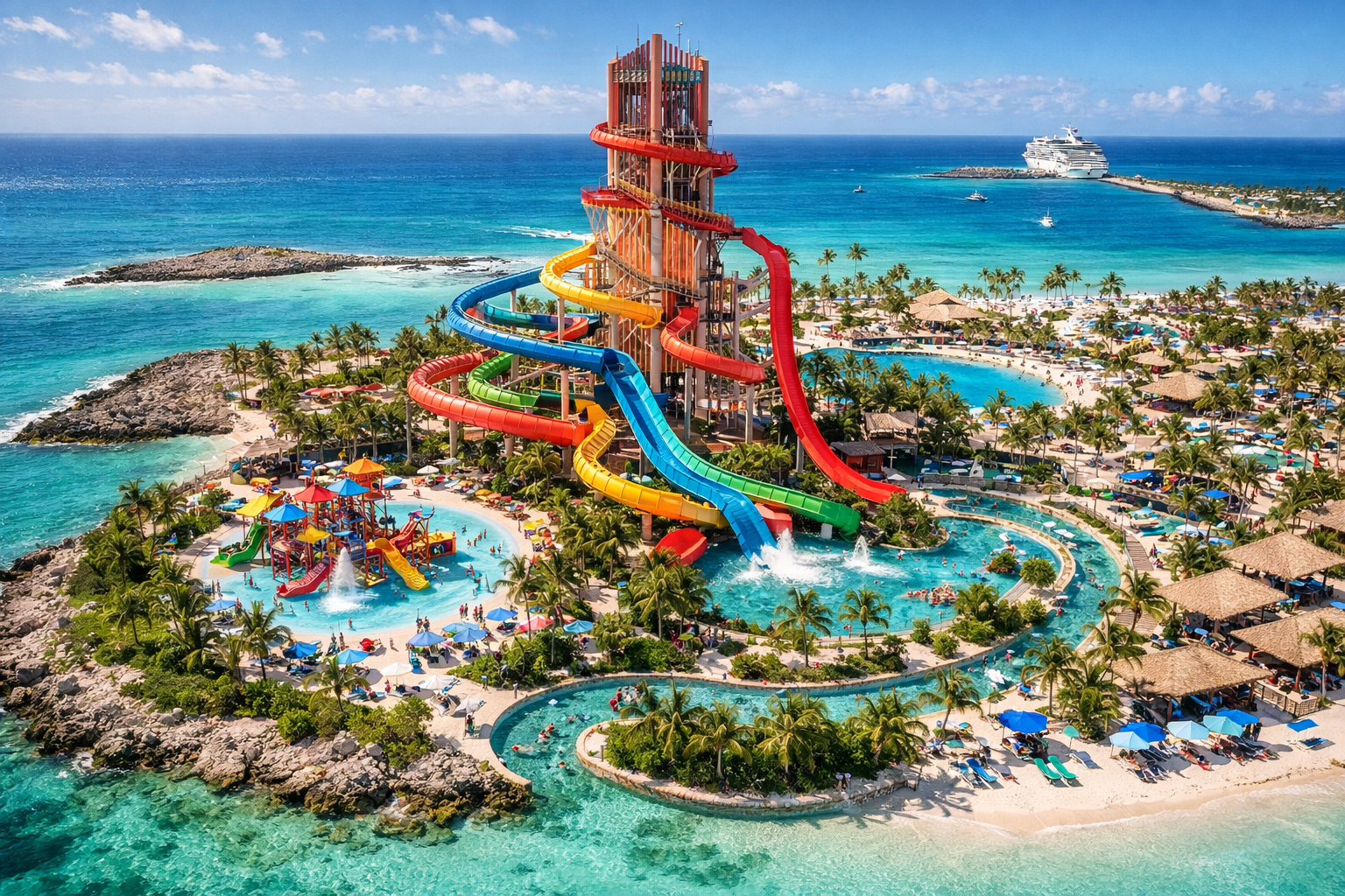 Norwegian's New Bahamas Waterpark Has a 170-Foot Tower, 19 Slides, and Cliff Jumps — And It Opens This September