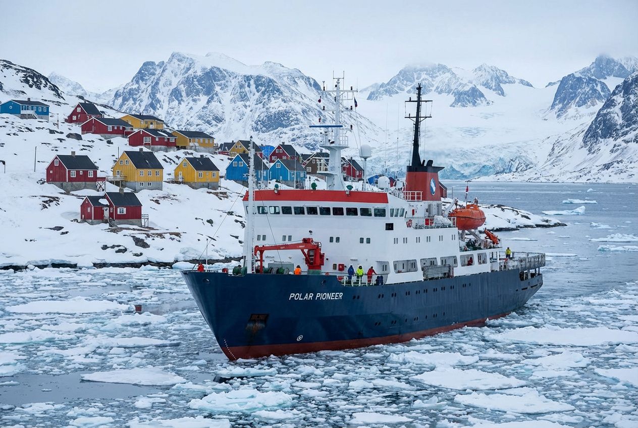Former Expedition Cruise Ship Becomes Floating Military Barracks in Arctic Greenland